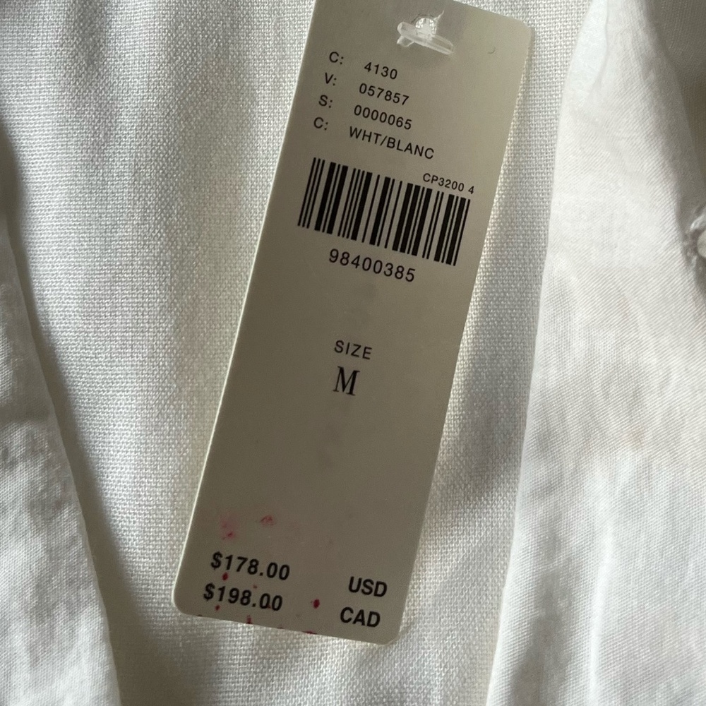 Anthropologie Tommie Cap-Sleeve Smocked FrontZip Shirt Dress:Eyelet Trim NWT - Picture 6 of 9